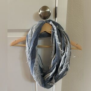Infinity Scarf |  Stormy Blue with White/Silver Striping | OS